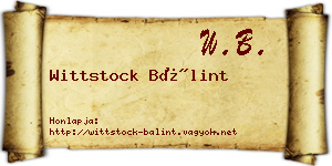 Wittstock Bálint névjegykártya